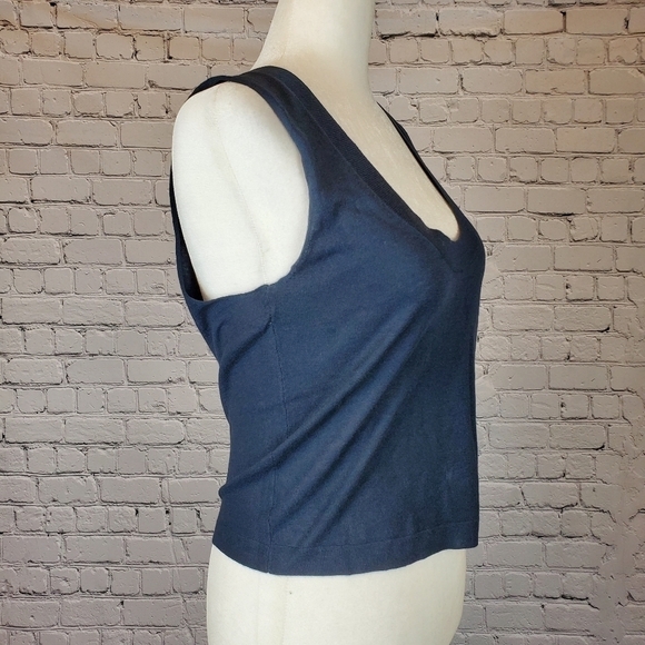 7 For All Mankind Vintage Scoop Tank Top Navy sz S - Picture 6 of 10
